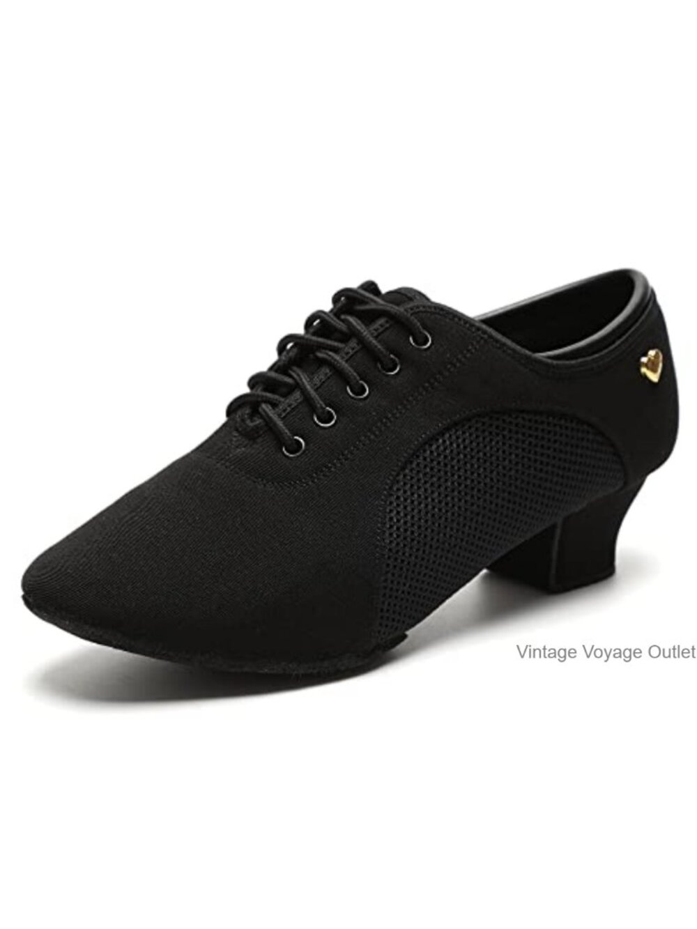 Latin Dance Shoes Lace-Up Ballroom Salsa Practice Suede Sole 1.5in Heel